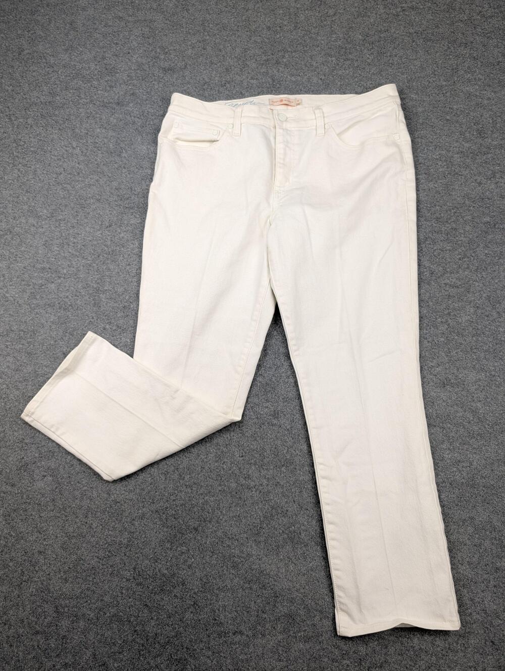 Tory Burch Jeans Womens 32 White Light Wash Mid Rise Straight Stretch Denim